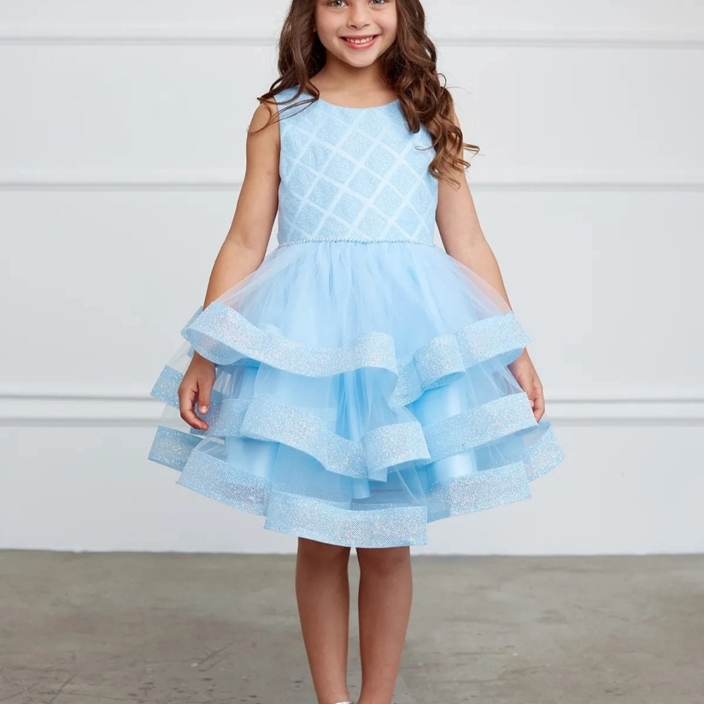 Tip Top Kids Sky Blue Layered Tulle Party Dress